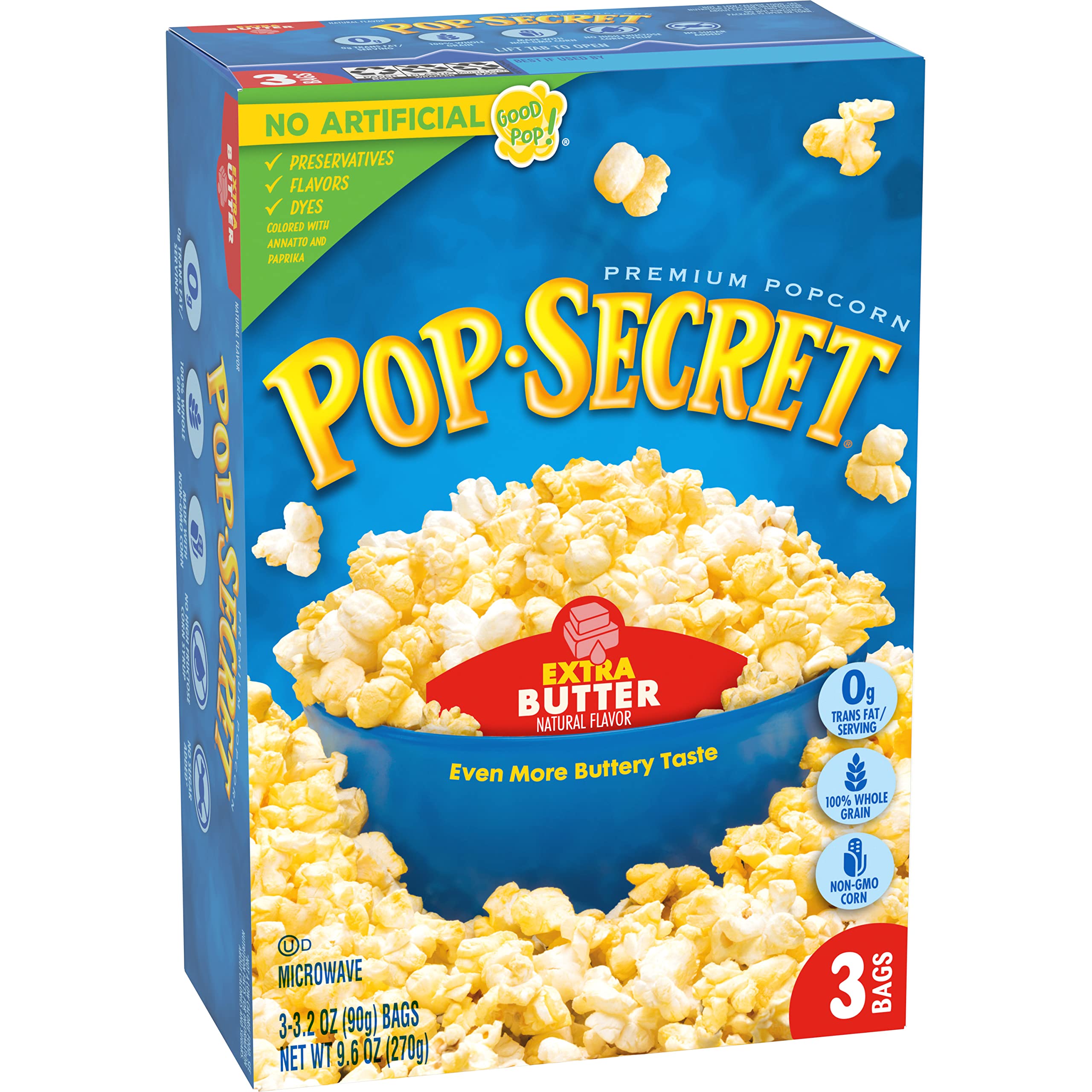 Pop Secret Microwave Popcorn, Extra Butter Flavor, 3.2 Oz Sharing Bags, 3 Ct $1.79