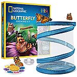 NATIONAL GEOGRAPHIC Butterfly Growing Kit - Butterfly Habitat Kit with Voucher to Redeem 5 Caterpillars, Butterfly Cage, Feeder, Stickers for Decorating &amp; More $11.89