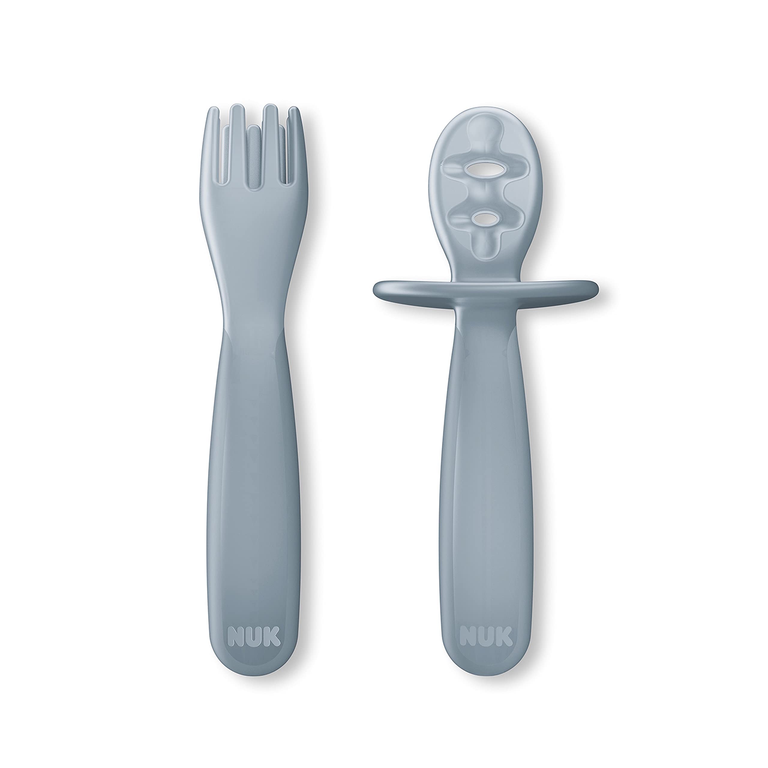 NUK Pretensil Dipper Spoon and Fork, 2 Pack, 6+ Months, Gray $3.99