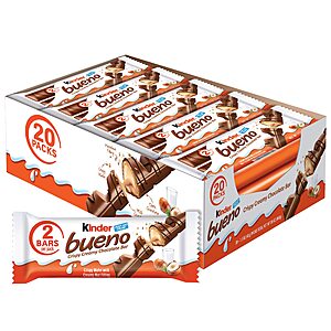 20-Count 1.5-Oz Kinder Bueno Milk Chocolate & Hazelnut Cream Chocolate Bars $14 