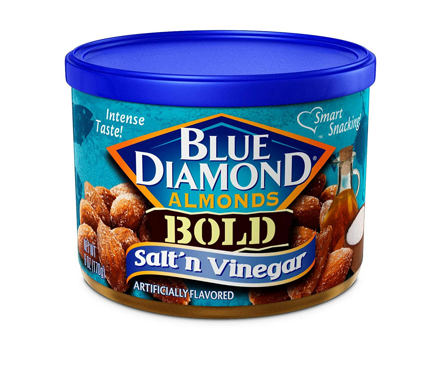 Blue Diamond Almonds Salt N' Vinegar, 6 Oz Resealable Cans (Pack of 12) $28.19
