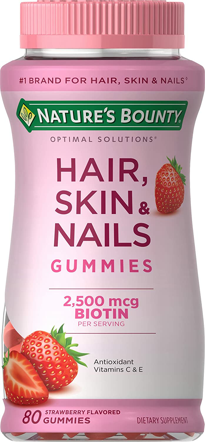 Nature's Bounty Optimal Solutions Hair, Skin and Nails Gummies, Strawberry, 80 Count BOGO $7.49
