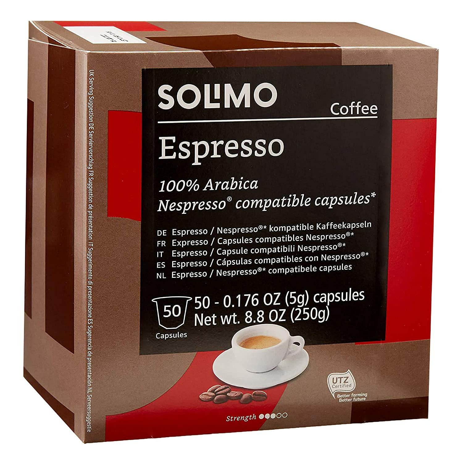 Solimo Espresso Capsules 50 CT, Compatible with Nespresso Original Brewers (as low as $35.64 for 200) $35.64