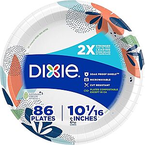86-Ct 10" Dixie Large Paper Plates $5.70 w/ S&S