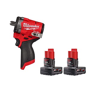 M12 FUEL 12V Lithium-Ion Brushless Cordless Stubby 1/2 in. Impact Wrench with Pin Detent with (2) 3.0 Ah Batteries $158.93