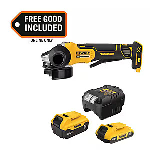 DeWALT 20V Max XR Brushless 4.5"  Angle Grinder w/ 5Ah & 2Ah Batteries/Charger $199 + Free S/H