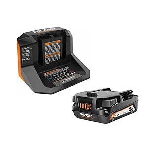 YMMV in store: RIDGID 18V Lithium-Ion 2.0 Ah Battery Starter Kit $33.99 at Home Depot