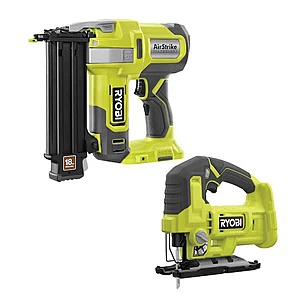 RYOBI ONE+ 18V 18-Gauge Cordless AirStrike Brad Nailer with Cordless Jig Saw - $129