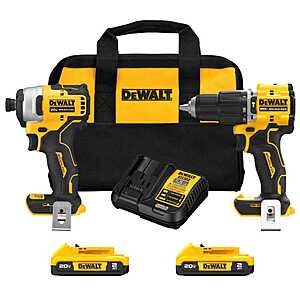 DeWalt ATOMIC 20-Volt MAX Lithium-Ion Cordless 2-Tool Combo Kit with (2) 2.0Ah Batteries, Charger and Bag $187