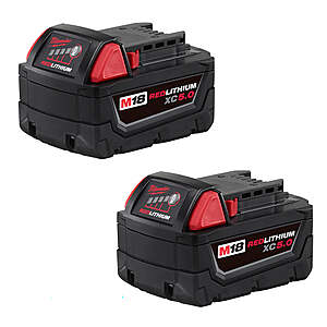 2-Pack Milwaukee M18 REDLITHIUM XC5.0 Extended Capacity Battery $99 + Free S&H on $150+