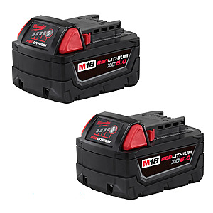 2-Pack Milwaukee M18 REDLITHIUM XC5.0 Extended Capacity Battery $99 + Free S&H on $149+