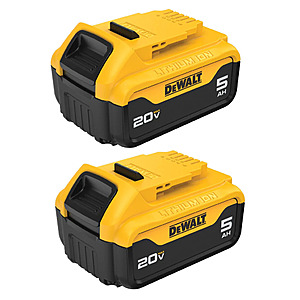2-Pk DEWALT 20V MAX 5Ah Batteries $89 + Free S&H on $150+