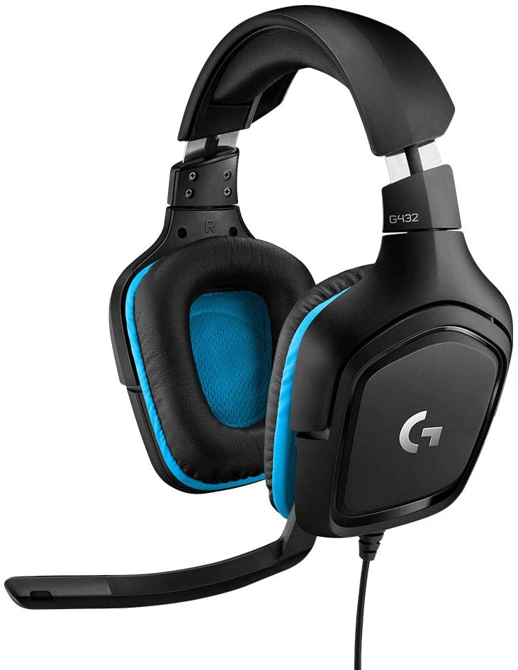 Logitech G432 Wired Gaming Headset, 7.1 Surround Sound, DTS Headphone:X 2.0, Flip-to-Mute Mic, PC (Leatherette) Black/Blue $46.99