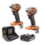 Rigid 1/2 and 3/8 subcompact 18v Impact Wrench with Battery/charger $199