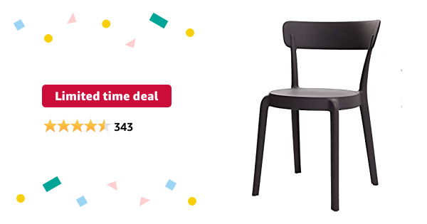 Limited-time deal: Amazon Basics Dark Grey, Armless Bistro Dining Chair-Set of 2, Premium Plastic - $9.57