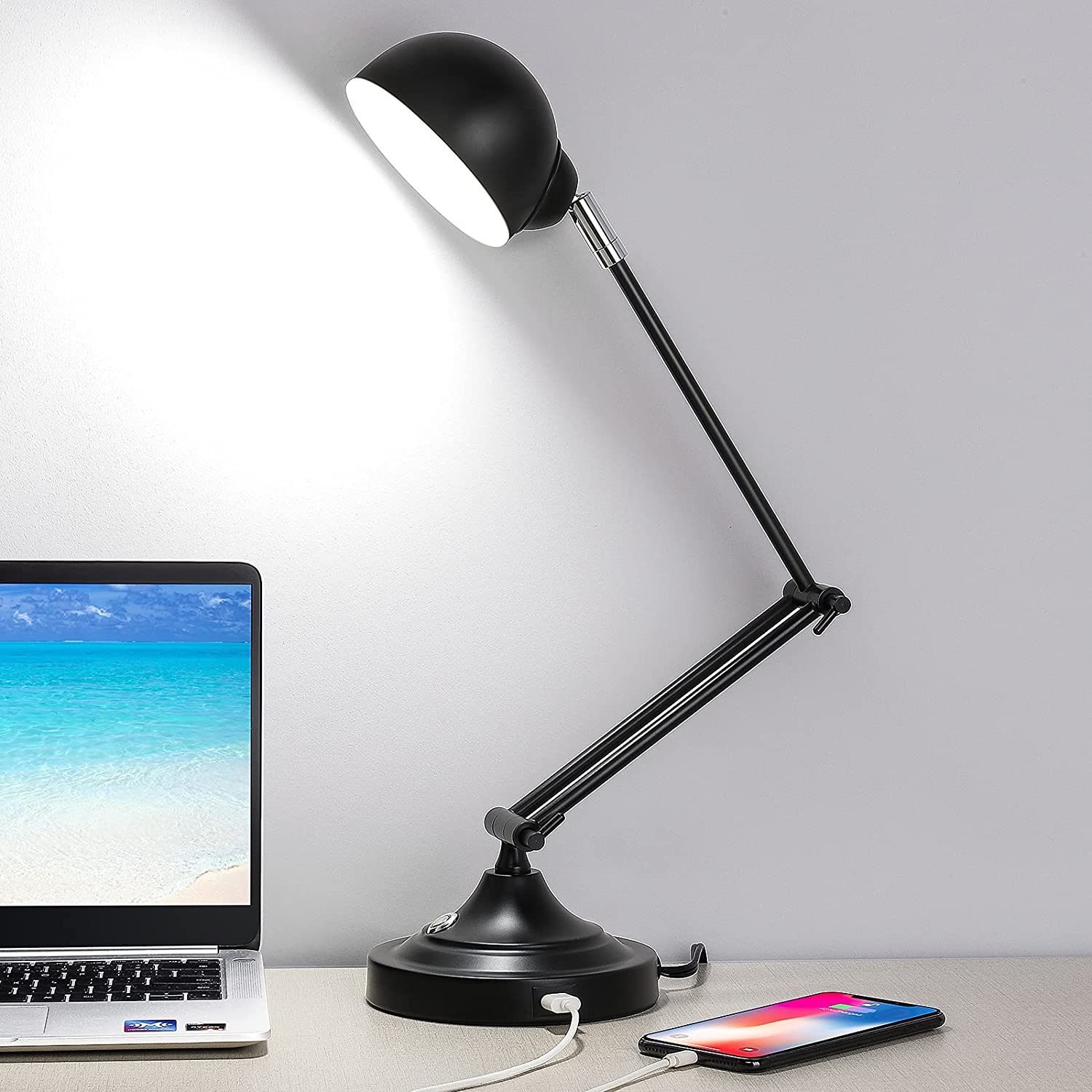 3-Color in 1 LED Desk Lamp with USB Charging Port $23.99