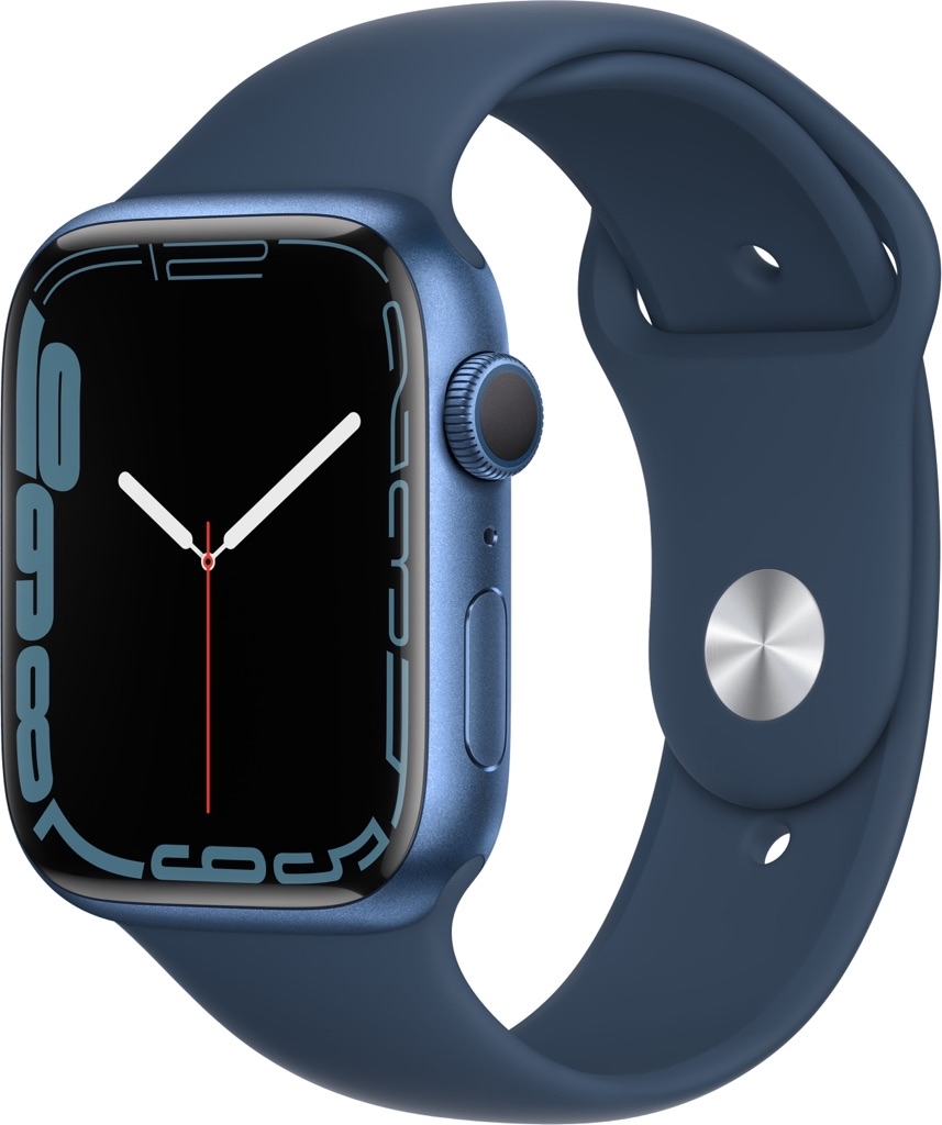 Apple Watch Series 7 (GPS) 45mm Aluminum Case with Abyss Blue Sport Band Blue MKN83LL/A - $193.99