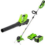 Greenworks 40V Cordless String Trimmer + Leaf Blower Combo Kit, 2.0Ah Battery and Charger Included $132.99