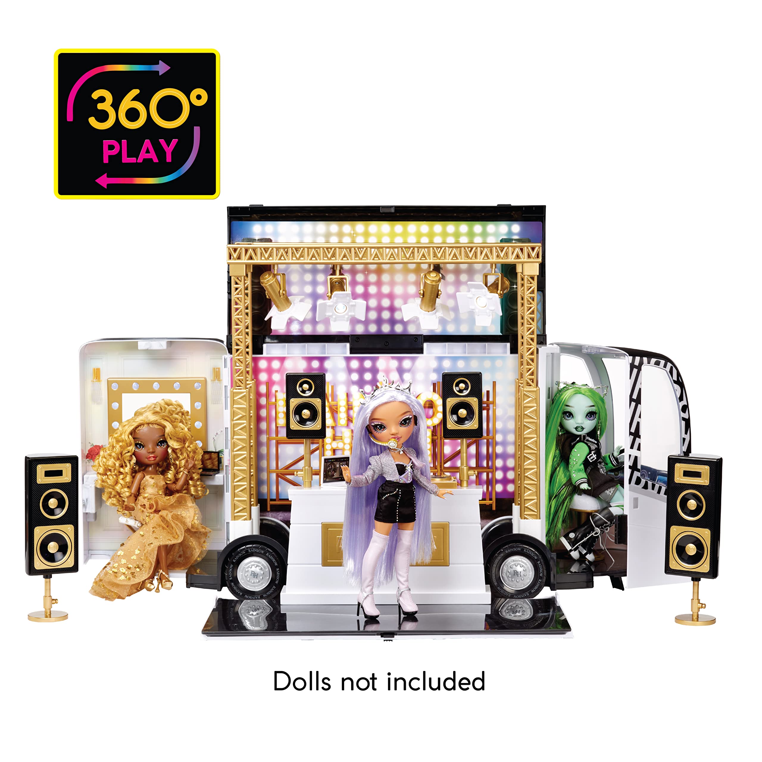 Rainbow High Rainbow Vision World Tour Bus & Stage. 4-in-1 Light-Up Deluxe Toy Playset Including DJ Booth and Accessories for 360 Degrees Play, Great Gift for Kids 6-12 Y - $60.00