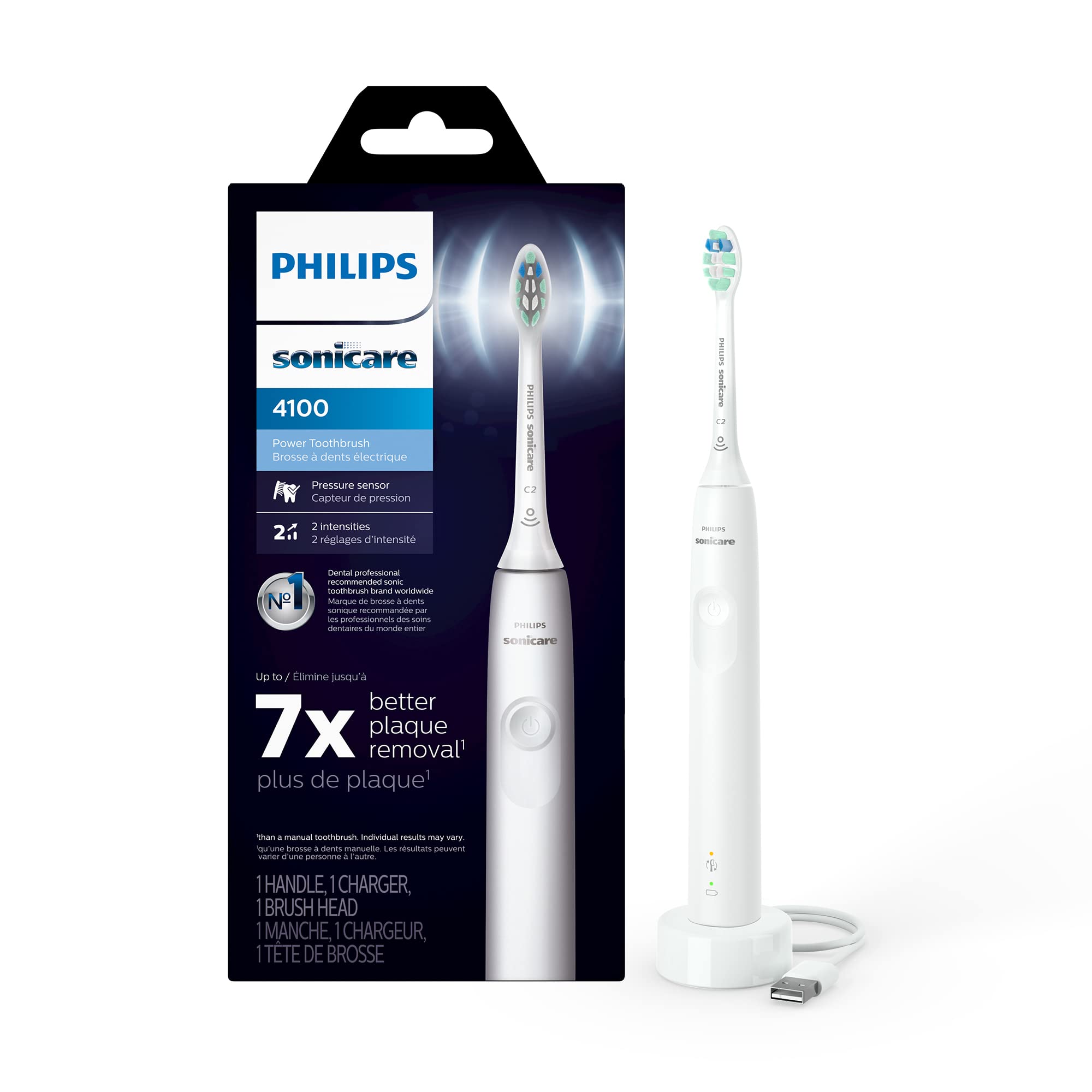 PHILIPS Sonicare 4100 Power Toothbrush, Rechargeable Electric Toothbrush with Pressure Sensor, Amazon.com $29.96