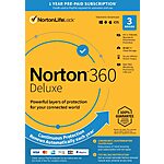 Norton 360 Deluxe 2024, Antivirus for 3 Devices with Auto Renewal - Includes VPN, PC Cloud Backup &amp; Dark Web Monitoring [Key Card] - $20