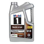 5-Qt Mobil 1 Truck & SUV Full Synthetic Motor Oil (0W-20 or 5W-30) $21.30