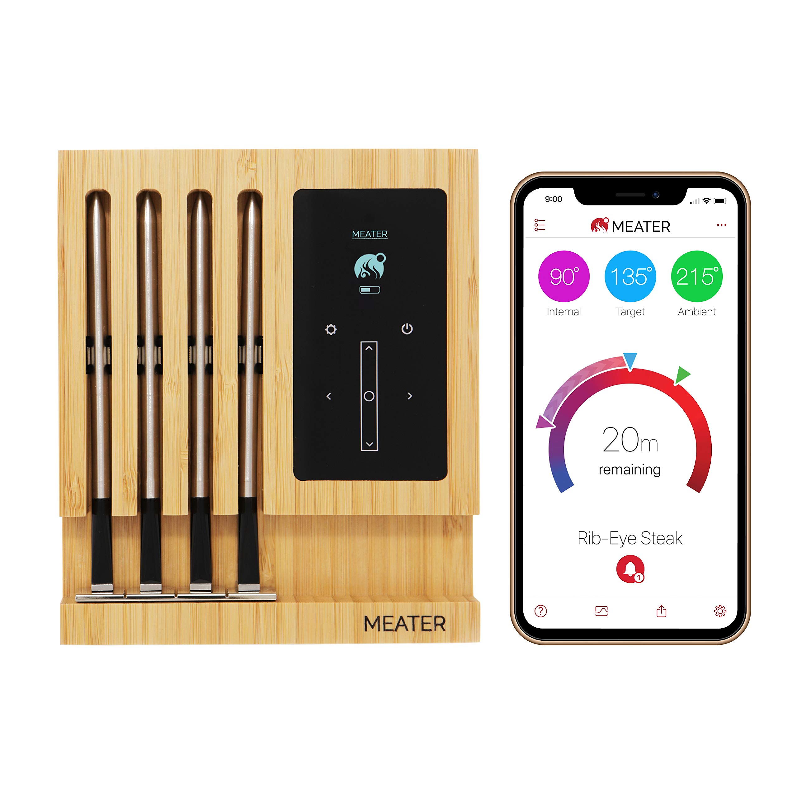 Limited-time deal: MEATER Block: 4-Probe Premium WiFi Smart Meat Thermometer | for BBQ, Oven, Grill, Kitchen, Smoker, Rotisserie | iOS & Android App | Apple Watch, Alexa  - $199