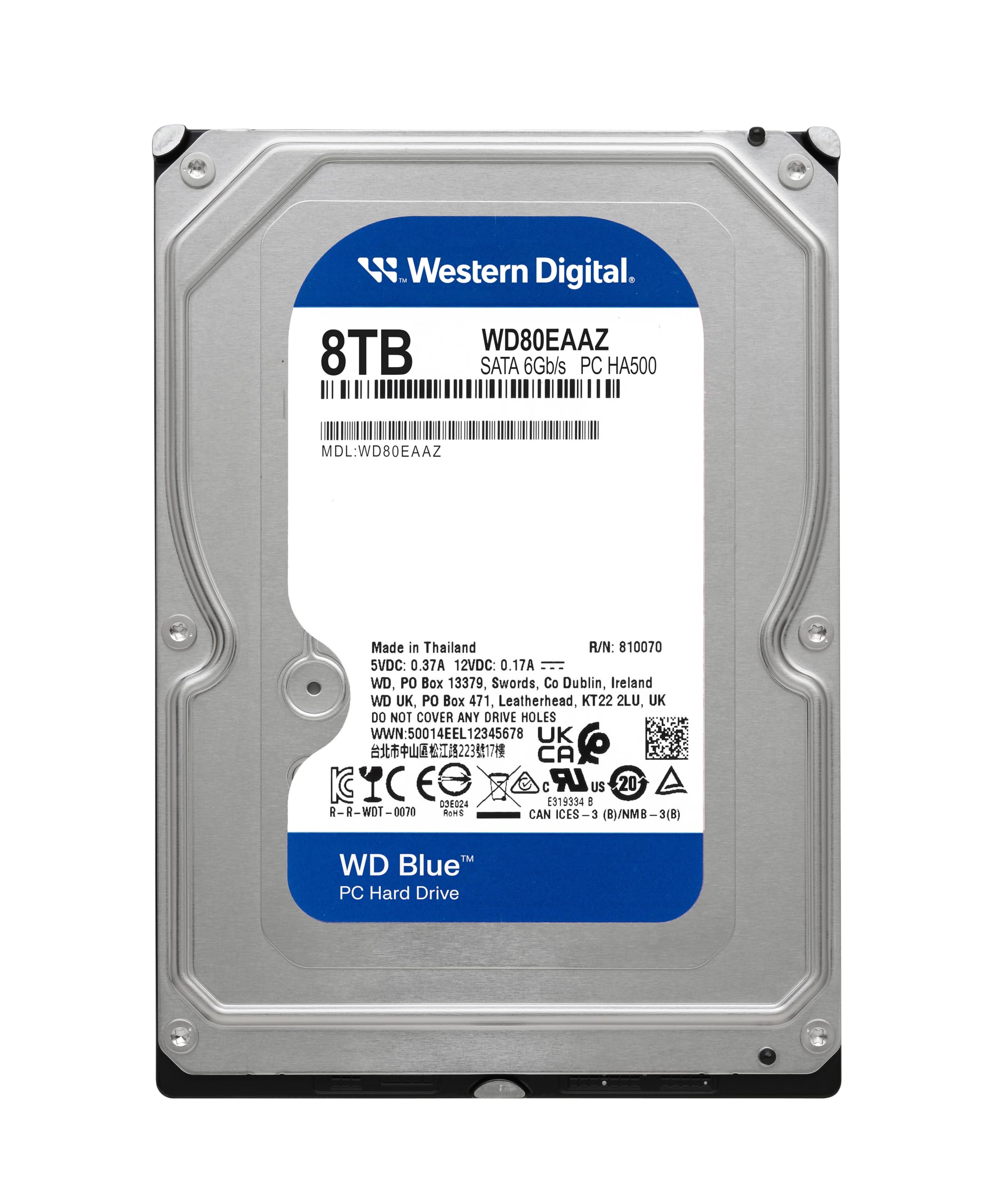 Western Digital 8TB WD Blue PC Internal Hard Drive HDD - 5640 RPM, SATA 6 Gb/s, 256 MB Cache, 3.5" - WD80EAAZ $109.99