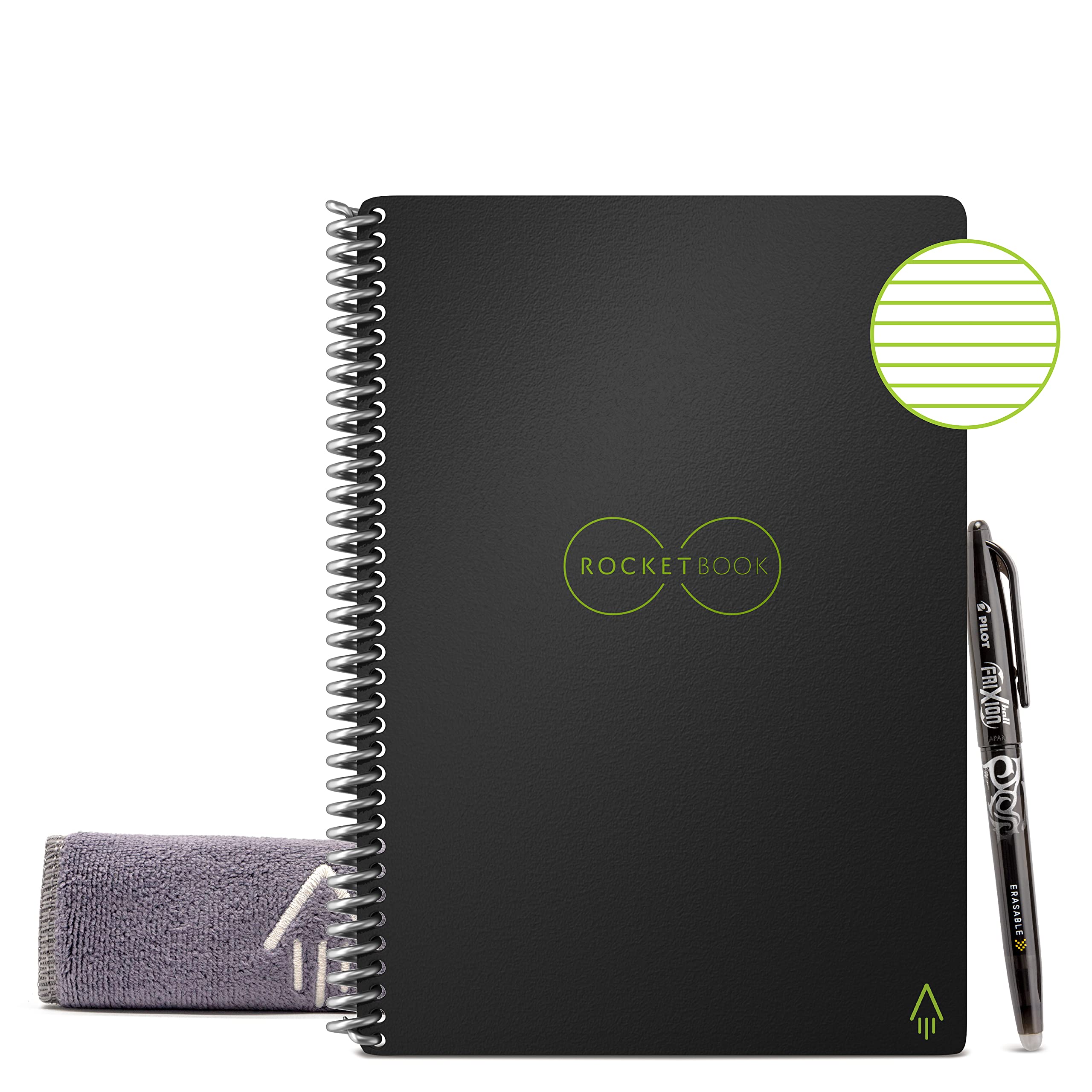 Rocketbook Core Reusable Smart Notebook | Innovative, Eco-Friendly, Digitally Connected Notebook with Cloud Sharing Capabilities | Lined, 8.5" x 11", 36 Pg, Infinity Blac $23.99