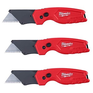3-Pack Milwaukee FASTBACK Compact Folding Utility Knife w/ General Purpose Blade  + Free Shipping