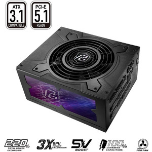 ASRock Phantom Gaming PG-1300G 1300W 80 PLUS GOLD Power Supply, ATX 3.1 & PCIe 5.1 Dual Color 12V-2x6 Cables $190