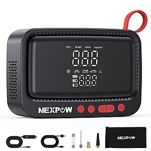 NEXPOW 150PSI 12000mAh Cordless Air Compressor w/ Digital Pressure Gauge $10 