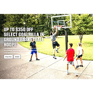 $350 off Goalrilla In-Ground Basketball Hoops - Free Delivery & Install - In-store Only at Dick's Sporting Goods 54" $1350, 60" $1750, 72" $2099