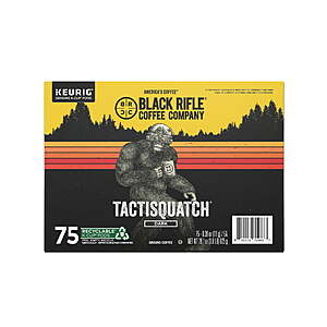 75-Ct Black Rifle Coffee Company Tactisquatch K-Cup Coffee Pods (Dark Roast)