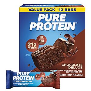 Pure Protein Chocolate Deluxe Protein Bars, 21g Protein, Gluten Free, 12 Ct $11.54