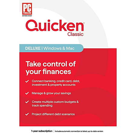 Quicken Classic Deluxe 1-Year Subscription (Windows/Mac Key Card) $43.88