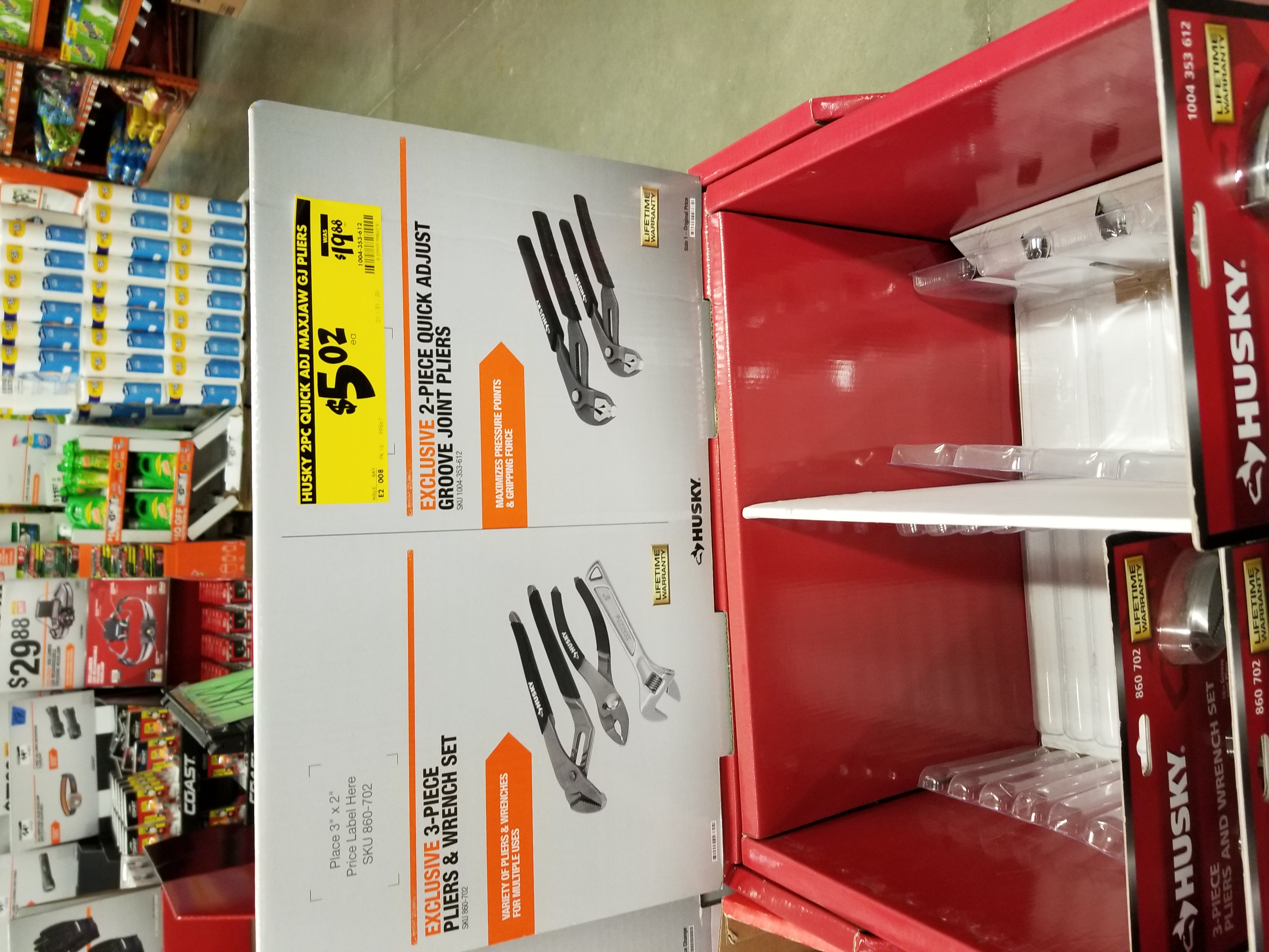 Husky 2 piece Max adjust groove joint pliers  In store only. $5.02. YMMV.