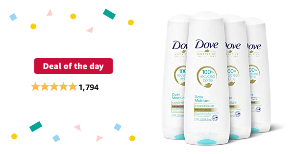 Deal of the day: Dove Nutritive Solutions Moisturizing Conditioner for Normal to Dry Hair Daily Moisture Deep Conditioner Detangles and Nourishes Dry Hair, 12 Fl Oz (Pack - $11.19