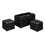 Convenience Concepts Storage Bench w/ 2 Side Ottomans (Black) $46 + Free S/H
