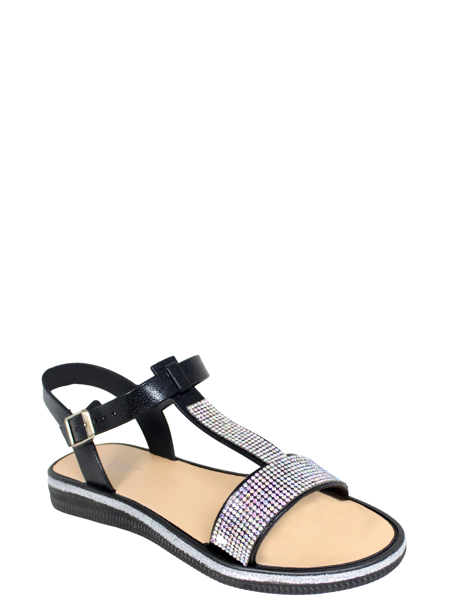 Fifth & Luxe Women's Strappy Rhinestone Glitter Flat Sandals, Sizes 5/6-11 - Walmart.com $3