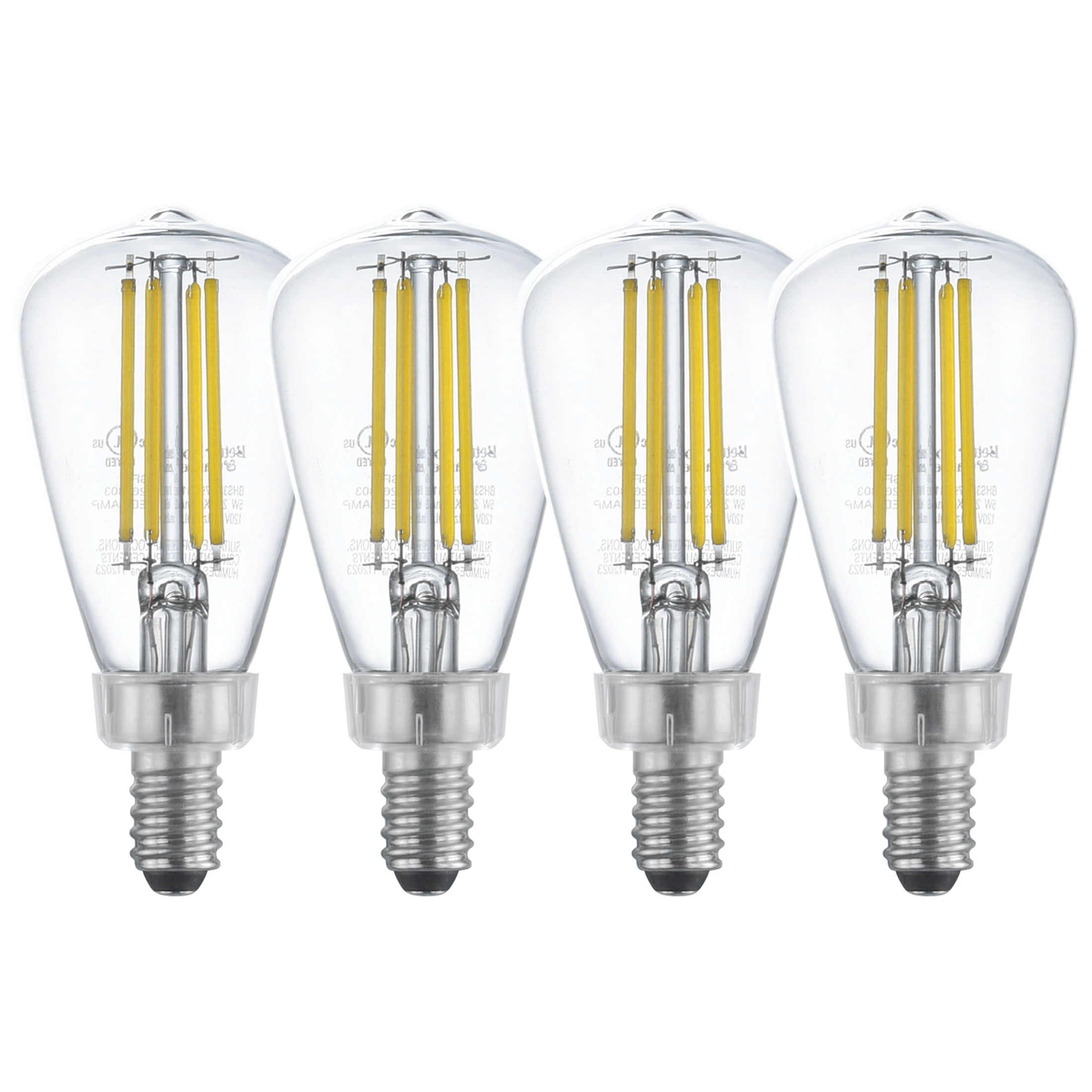 Better Homes & Gardens ST12 LED Light Bulb, 4.5-Watt (60W Equiv.) Daylight Dimmable E12 Base, 4 pack at Walmart for $2.79 free ship with Walmart+ and YMMV on store pickup