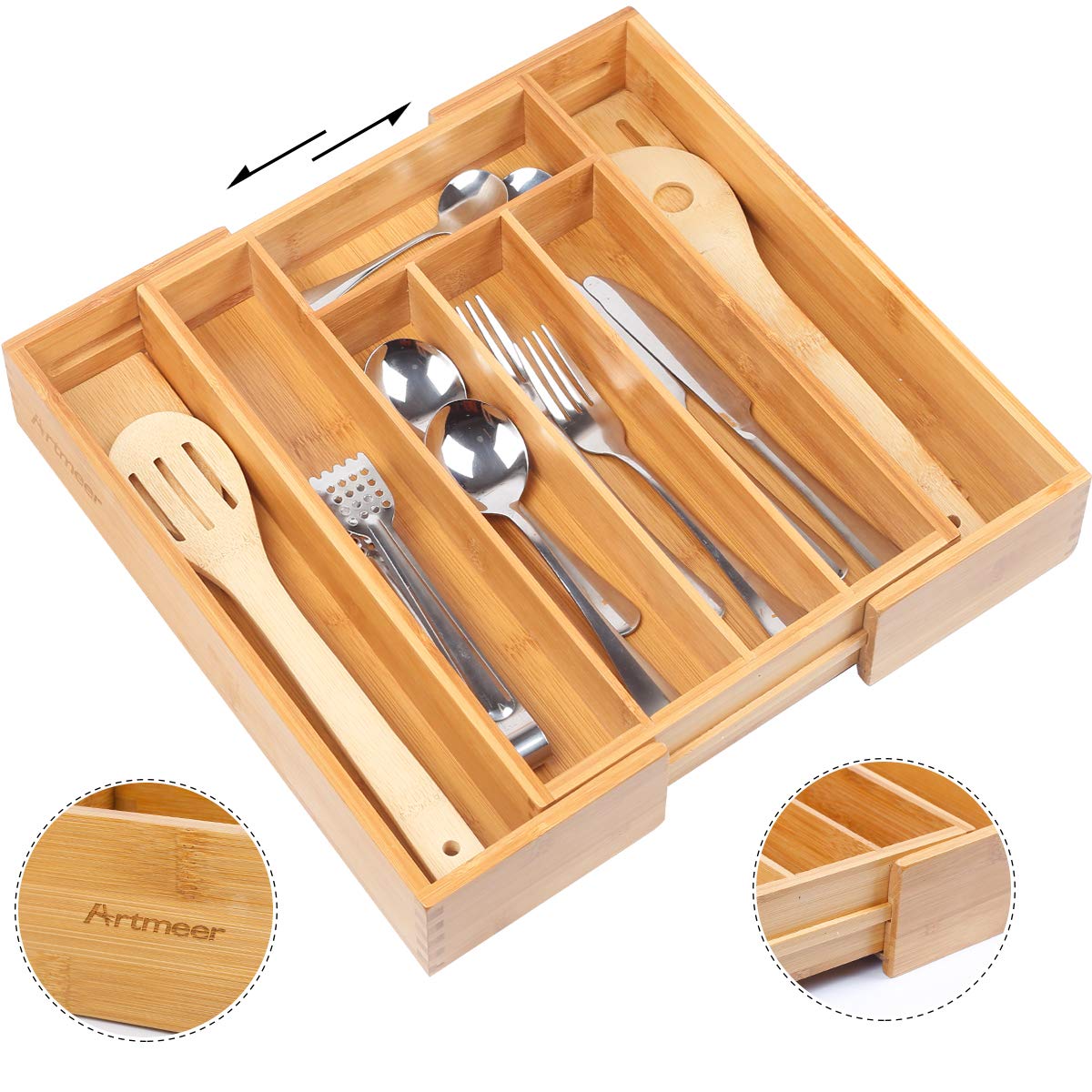 Artmeer Expandable Bamboo Wooden Utensil Tray 15 35 Slickdeals Net