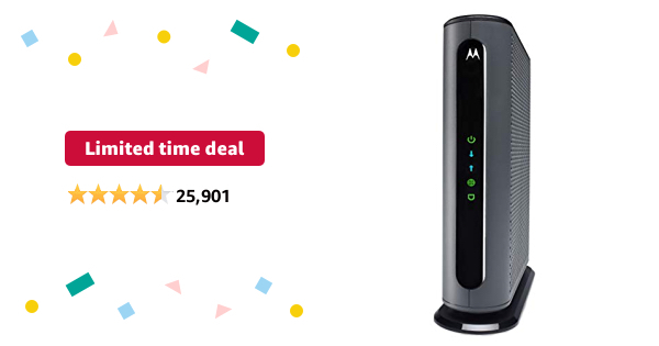 Motorola MB7621 Cable Modem | Pairs with Any WiFi Router | Approved by Comcast Xfinity, Cox, and Spectrum | for Cable Plans Up to 900 Mbps | DOCSIS 3.0 - $59.98