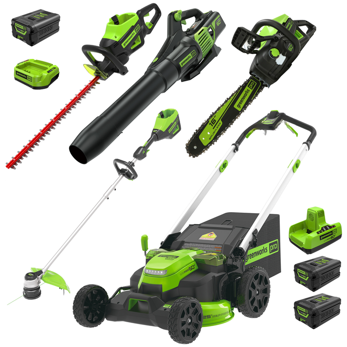 Greenworks 60v 25" mower 5pc combo free shipping 1000
