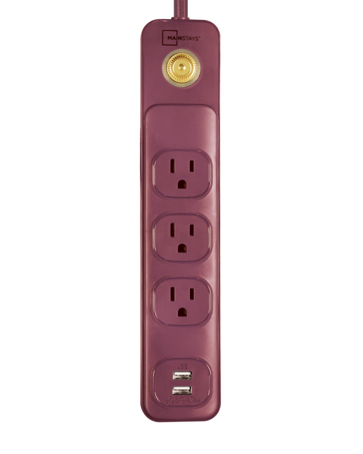 Mainstays 6' 14/3 SJT 3-Outlet Retro Design Power Strip w/ 2 USB Ports (Red Burgundy) $4.89 + Free S&H w/ Walmart+ or $35+