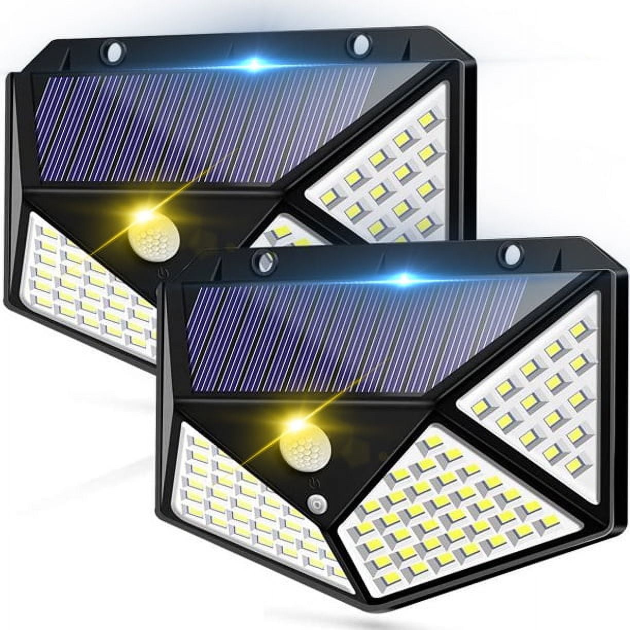 2-Pack Solar Motion Sensor Lights w/100 LEDs IP65 Waterproof Wall Light $7.10 + Free S&H w/ Walmart+ or $35+