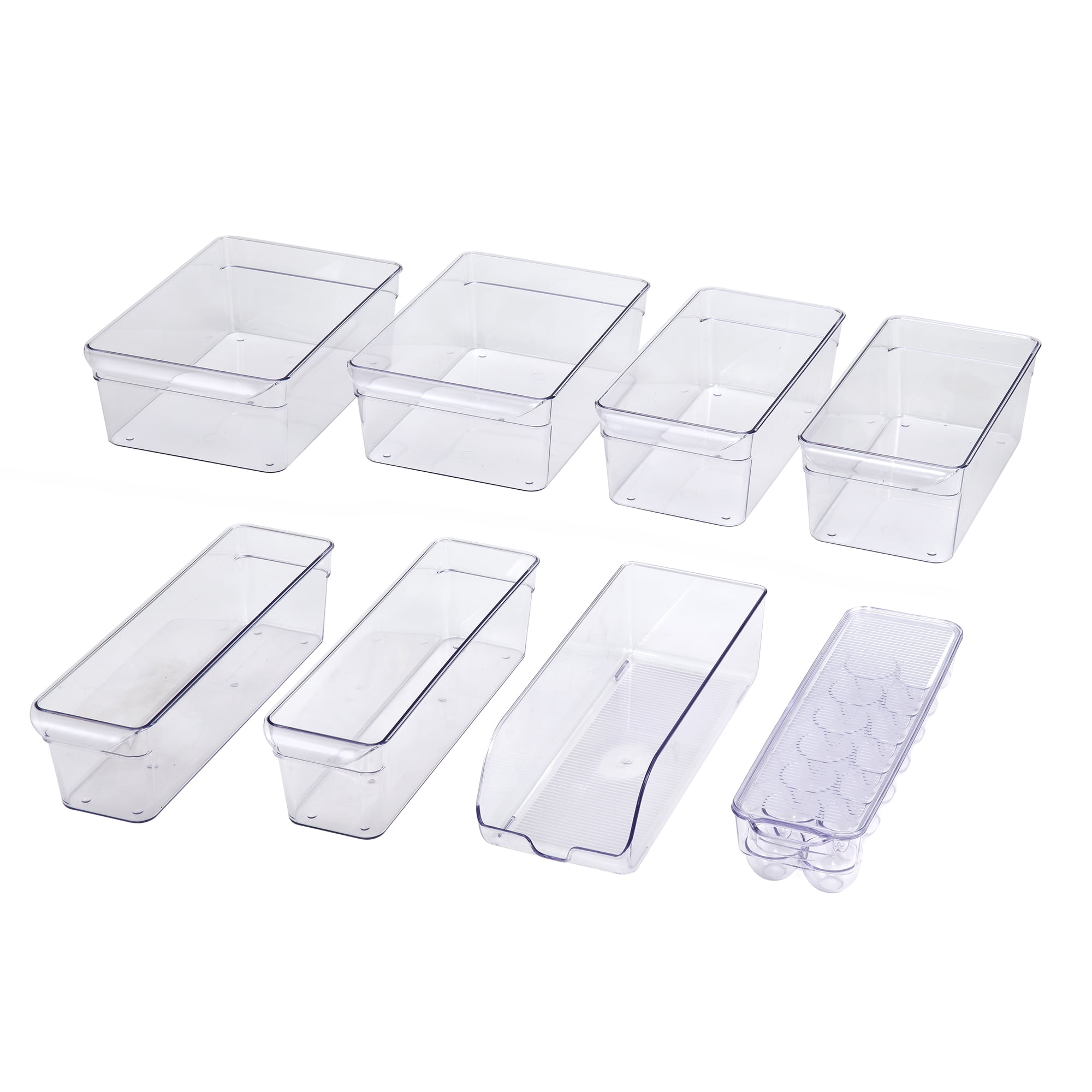 8-Piece Mainstays Clear Plastic Fridge Organization Bin Set (Various Sizes) $9.17 + Free S&H w/ Walmart+ or $35