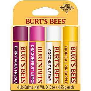 4-Pack 0.15-Oz Burt's Bees Tropical Lip Balm (Berry, Dragonfruit Lemon & more) $6