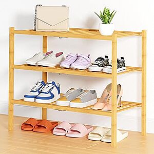 3-Tier Smiry Bamboo Shoe Organizer Rack (11" x 27") $7.20