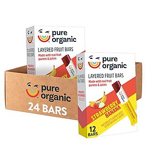 2-Pack 12-Count 0.52-Oz Pure Organic Layered Fruit Bars (Strawberry Banana) $9 w/ Subscribe & Save
